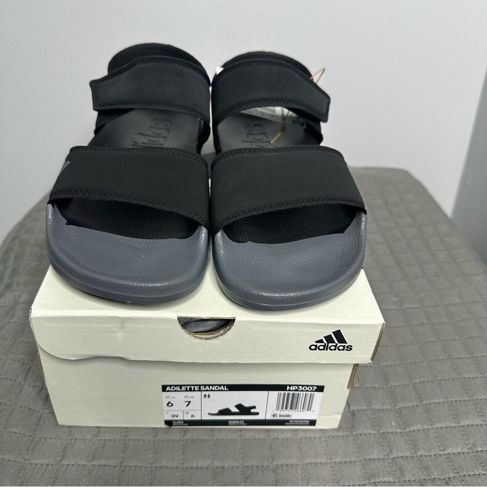 Adidas Women Black and Gray Sandals